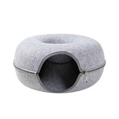 Donut Cat Bed & Interactive Tunnel For Small Pets