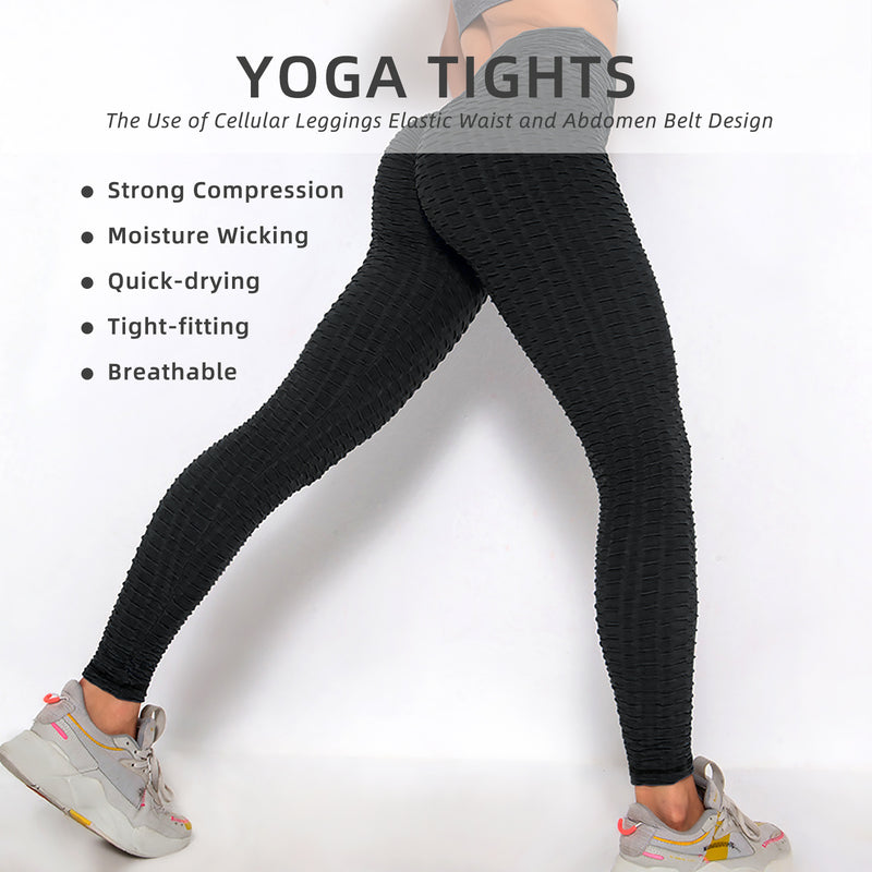 Women TIK Tok Leggings Bubble Textured Leggings Butt Lifting Yoga Pants Black Amazon Banned