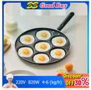 7 Holes Frying Pan Non Stick Fried Eggs Cooking Pan Burger Mold Household Kitchen Cookware 4 Units For Gas Cooker Non Stick Multifunctional Frying Pan Kitchen Supplies Long Handle Steak Pancake Cookware Aluminium Alloy